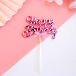 Happy Birthday Tortenaufleger rosa