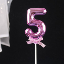 Tortenaufleger rosa Nummer 5