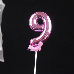 Tortenaufleger rosa Nummer 9