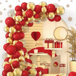 Ballonggirlande rot-gold 124 Stück