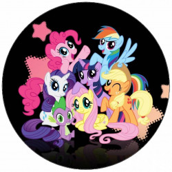 Essbares Papier My little pony Ponys auf schwarzem Hintergrund 19,5 cm