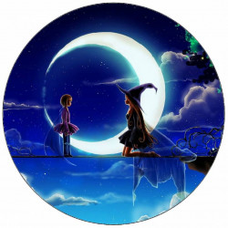 Essbare Papierhexe und Mond 19,5 cm