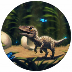 Essbares Papier kleiner Dinosaurier mit Schmetterlingen 19,5 cm