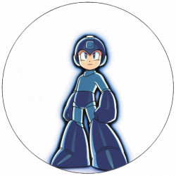 Mega Man essbares Papier auf weißem Hintergrund 19,5 cm