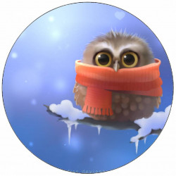 Essbare Papier Eule mit Schal 19,5 cm