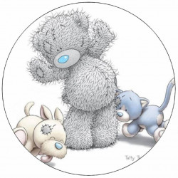 Essbarer Papier-Teddybär mit Hund und Katze 19,5 cm
