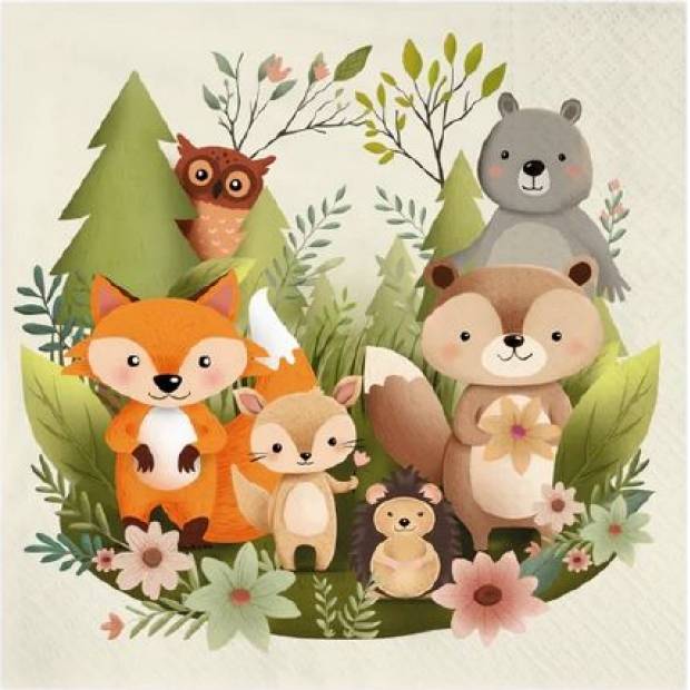 Papierservietten Waldtiere 10Stück 33x33cm