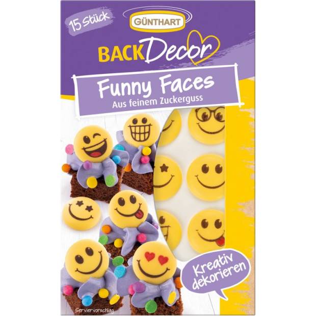 Zuckerdekoration Smileys, 15 Stück