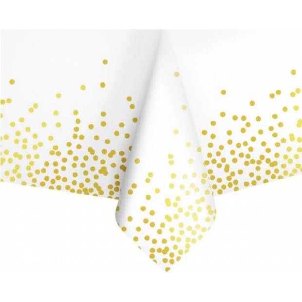 Weißes Tischtuch mit Goldkonfetti 274x137cm