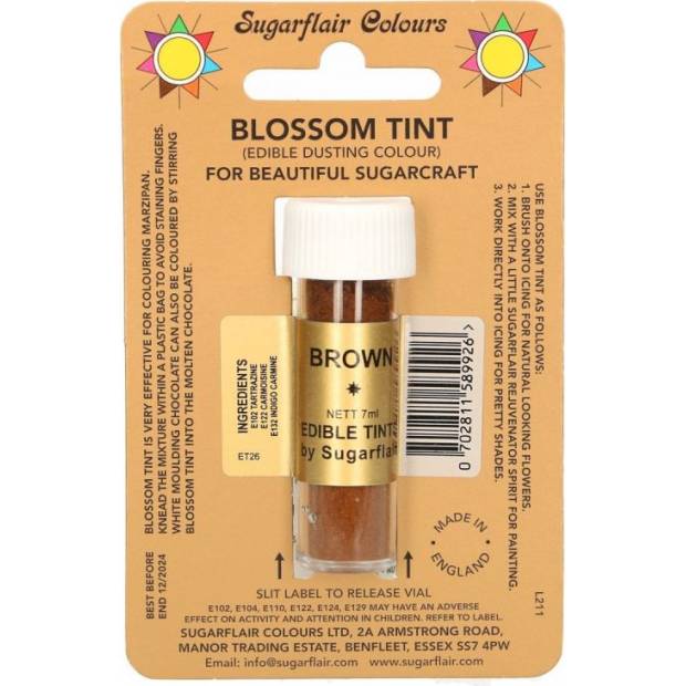 Essbare Pulverfarbe braun 7ml