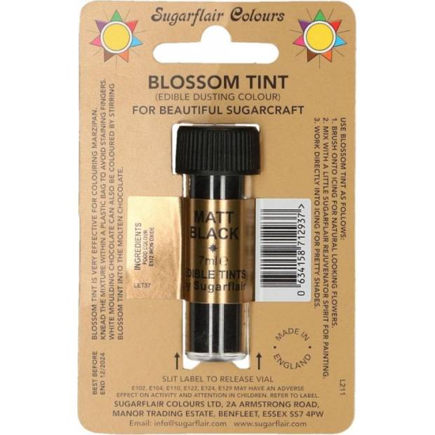 essbare Staubfarbe matt schwarz 7 ml