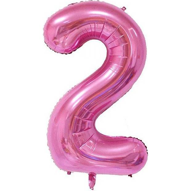 Luftballonfolie Nummer zwei rosa 102 cm