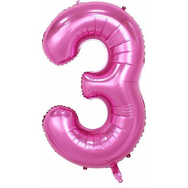 Luftballonfolie Nummer drei rosa 102 cm