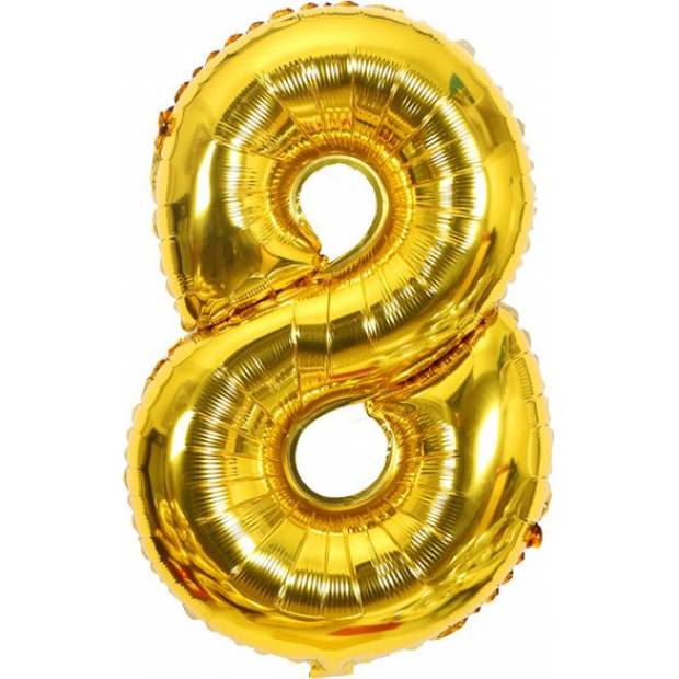 Folienballon Nummer acht goldfarben 102 cm