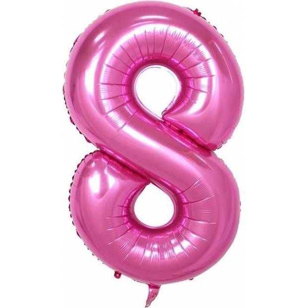 Luftballonfolie Nummer acht rosa 102 cm