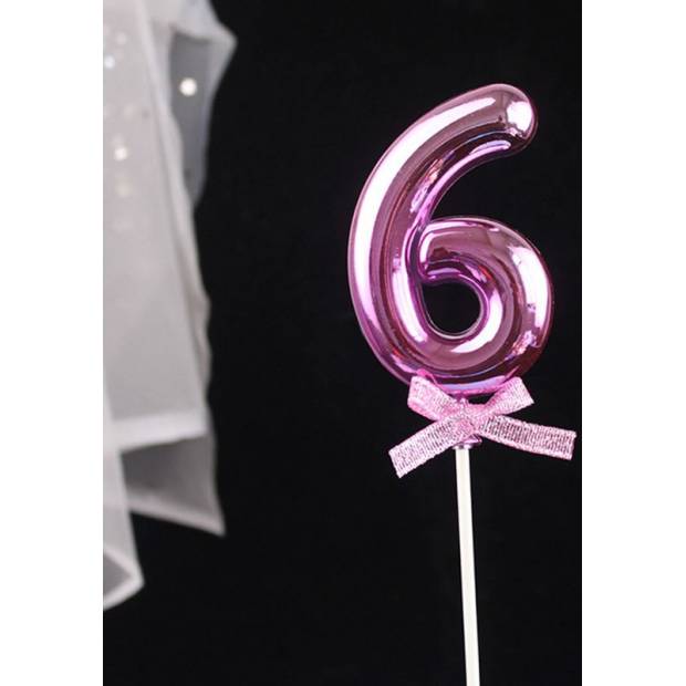 Tortenaufleger rosa Nummer 6