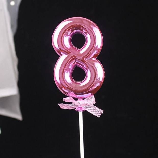 Tortenaufleger rosa Nummer 8