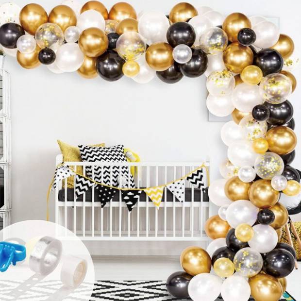 Ballonggirlande gold-schwarz 154 Stück