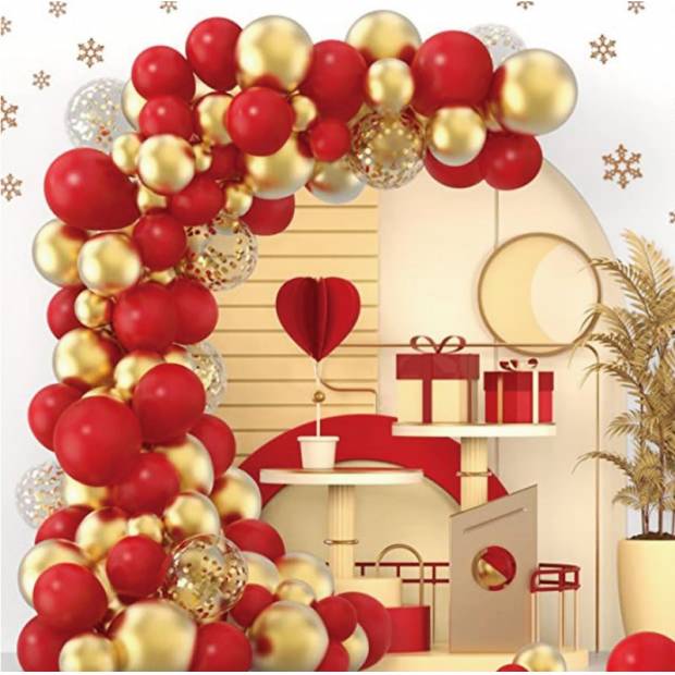 Ballonggirlande rot-gold 124 Stück