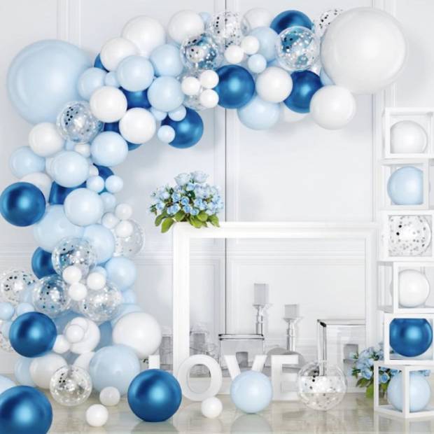 Ballonggirlande blau-weiß 104 Stück