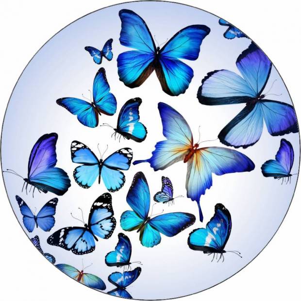 Essbarer Schwarm blauer Schmetterlinge aus Papier 19,5 cm