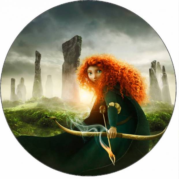 Essbares Papier Prinzessin Rebellin Merida schießend mit Bogen 19,5 cm