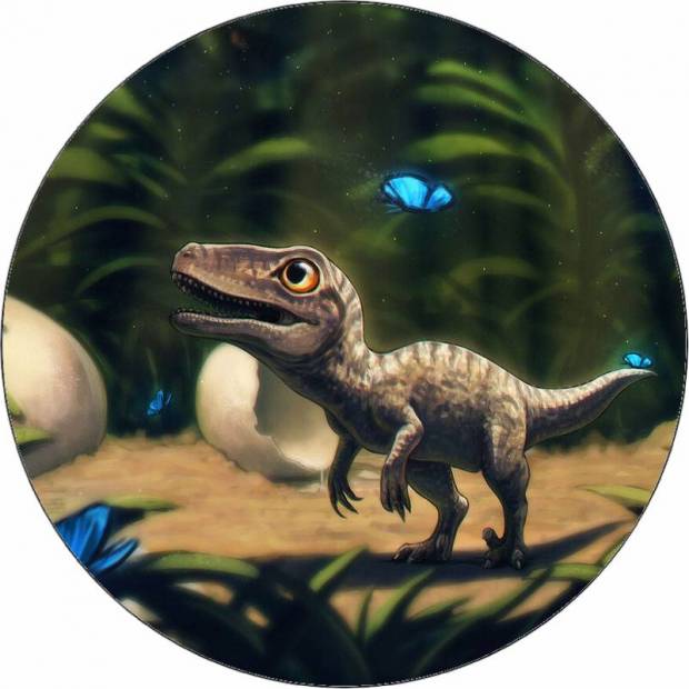 Essbares Papier kleiner Dinosaurier mit Schmetterlingen 19,5 cm