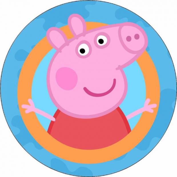 Essbares Papierschweinchen Pepa in einem Kreis 19,5 cm