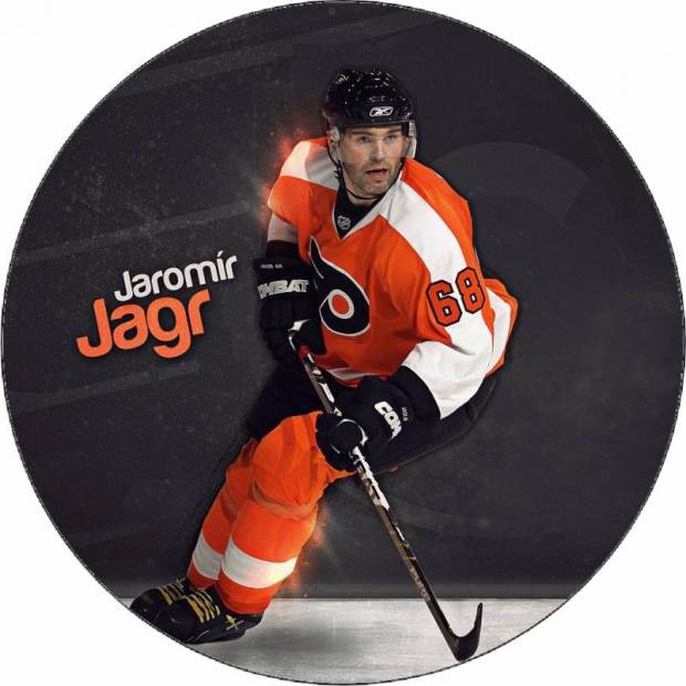 Essbares Papierlogo Jaromir Jagr orangefarbenes Trikot 19,5 cm