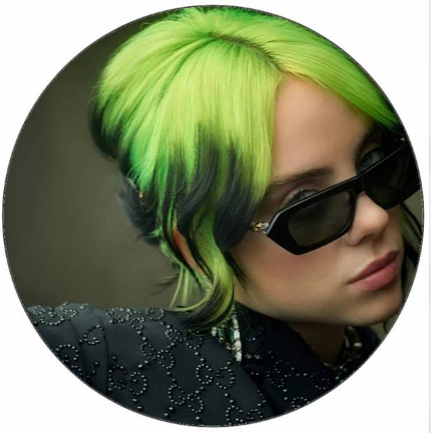 Essbares Papier Billie Eilish grünes Haar 19,5 cm
