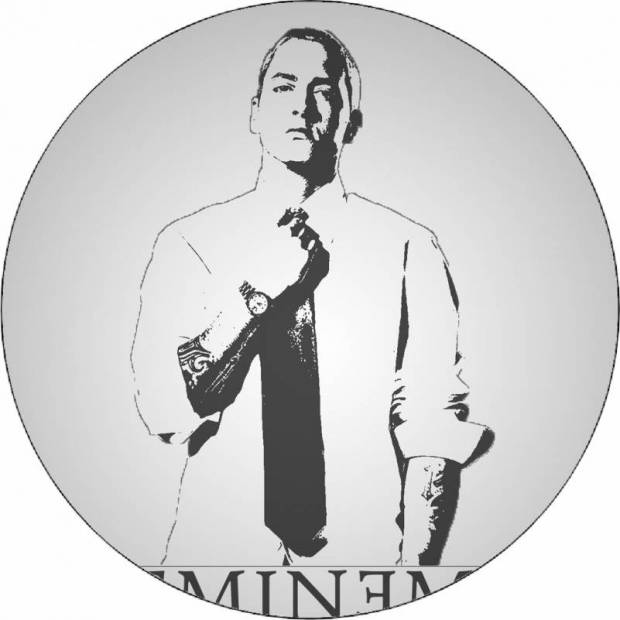 Essbares Papier Eminem schwarz-weiß Illustration 19,5 cm