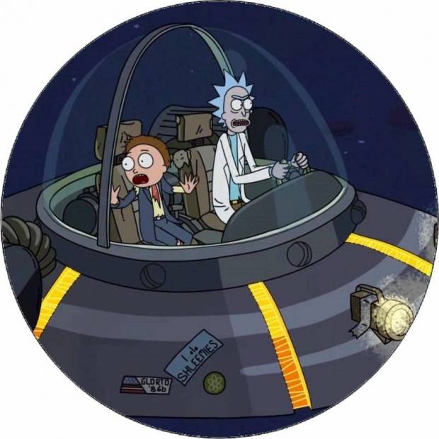 Essbares Papier Rick und Morty in einem Raumschiff 19,5 cm
