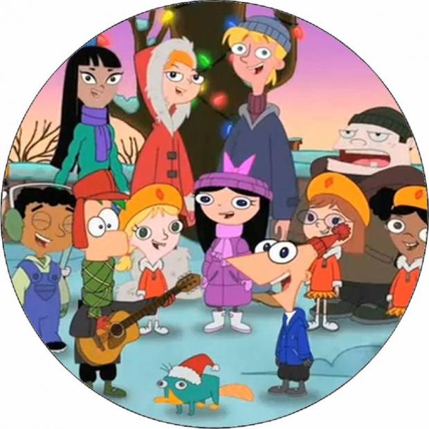 Essbares Papier Phineas und Ferb Weihnachten 19,5 cm