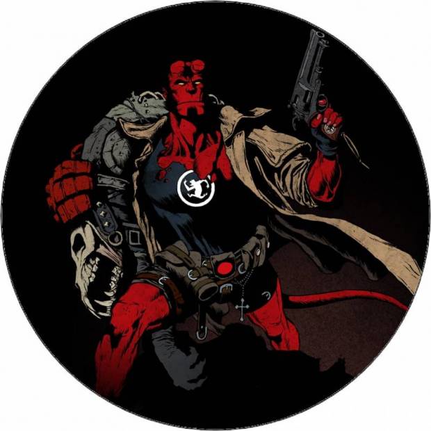 Essbares Papier Hellboy Illustration auf schwarzem Hintergrund 19,5 cm