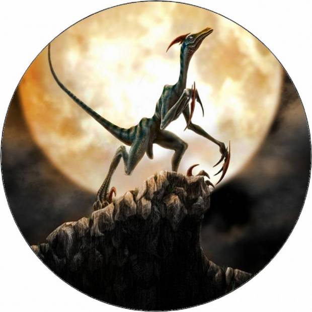 Essbarer Dinosaurier und Mond aus Papier 19,5 cm