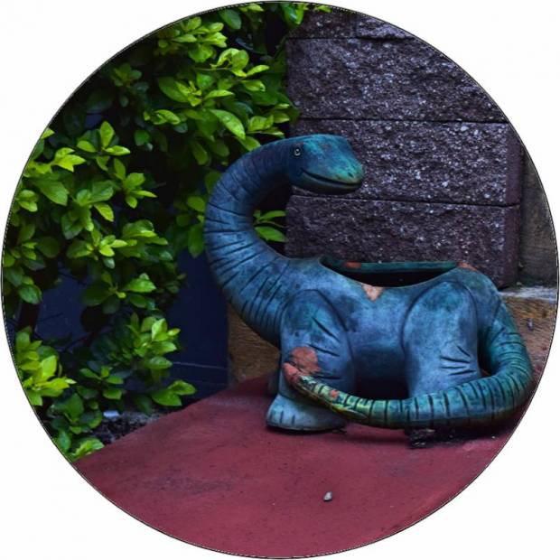 Essbares Papier kleiner Dinosaurier am Haus 19,5 cm