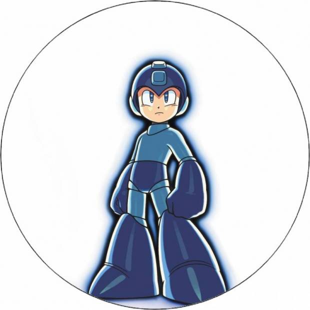 Mega Man essbares Papier auf weißem Hintergrund 19,5 cm