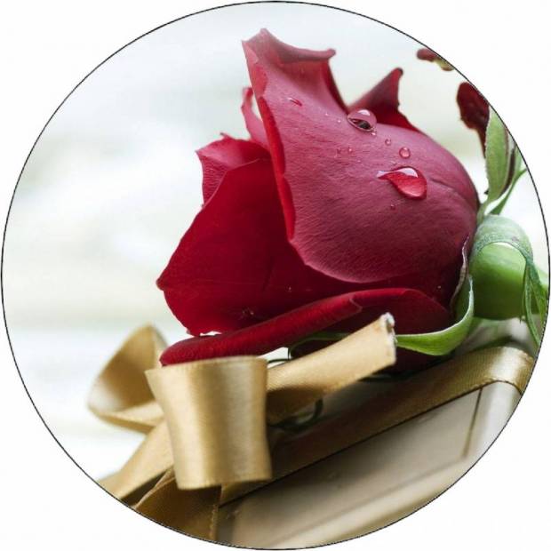 Essbare Papierrose mit Geschenk 19,5 cm