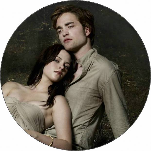 Essbares Papier Twilight Bella und Edward im Wald 19,5 cm