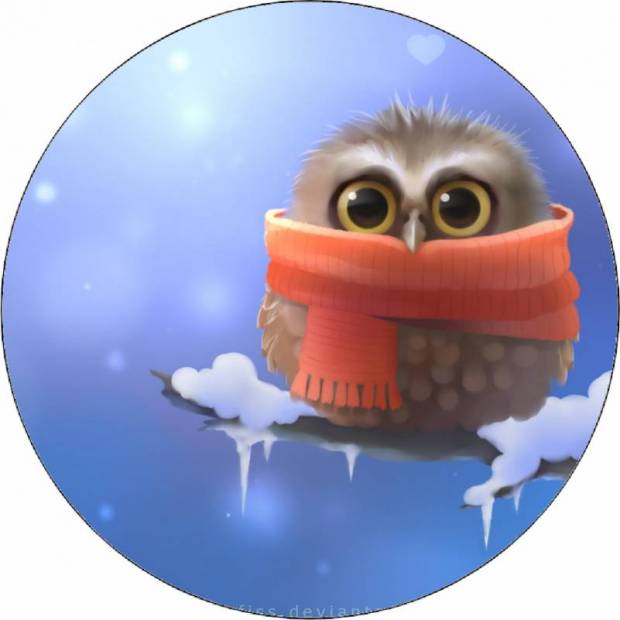 Essbare Papier Eule mit Schal 19,5 cm