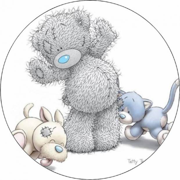 Essbarer Papier-Teddybär mit Hund und Katze 19,5 cm