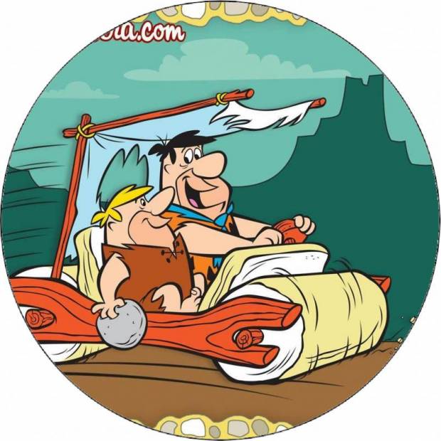 Essbares Papier Flinstouns Fred und Barney im Auto 19,5 cm