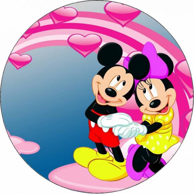 Essbares Papier Mickey und Minnie auf einer Wolke 19,5 cm