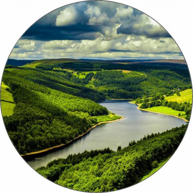 Essbares Papier Fluss und grüne Hügel 19,5 cm