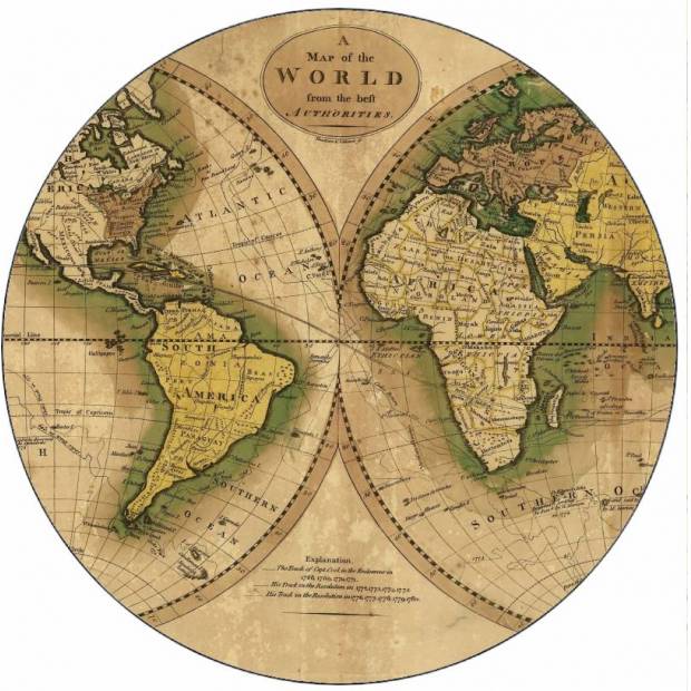 Essbare Papier-Weltkarte Vintage 19,5 cm