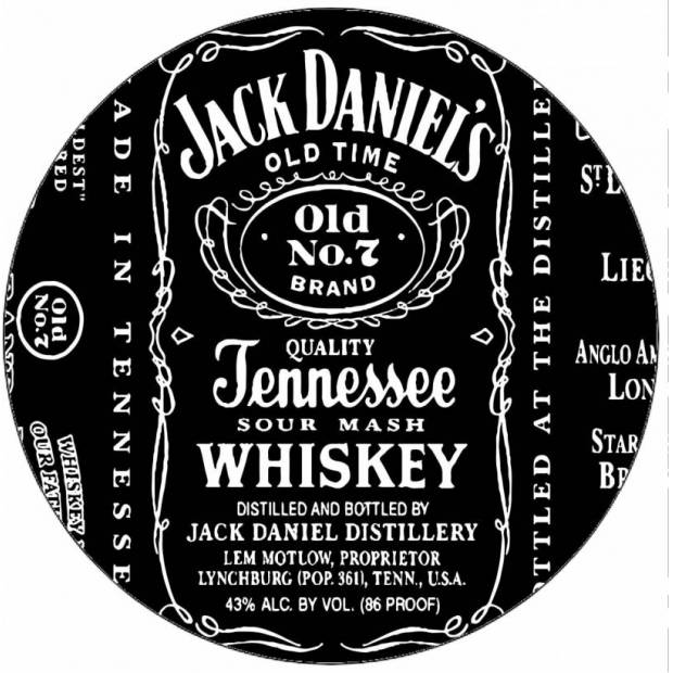 Essbares Jack Daniels-Etikett aus Papier 19,5 cm