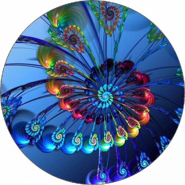 Essbarer Pfauenschwanz aus Papier 19,5 cm