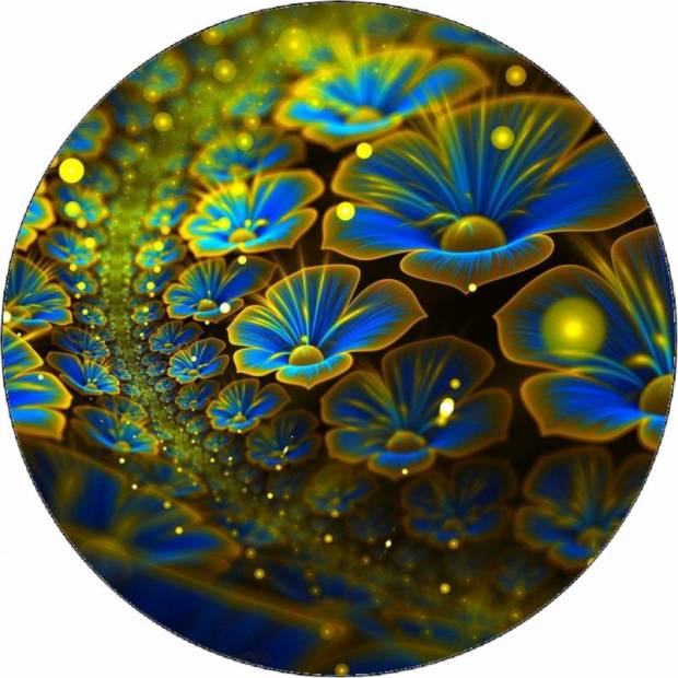 Essbares Papier abstrakte blaue Blumen 19,5 cm