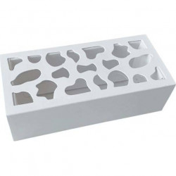 Makronenschachtel weiß mit dekoriertem Fenster 13 x 6 x 4 cm (für 4 Stück)