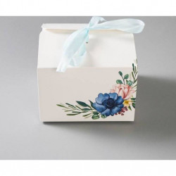 Hochzeitsgeschenkbox mit Schleife Blau (16,5 x 16,5 x 11 cm)